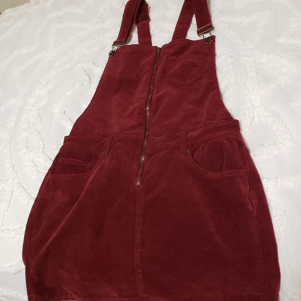 Velvet Maroon Overall Skirt